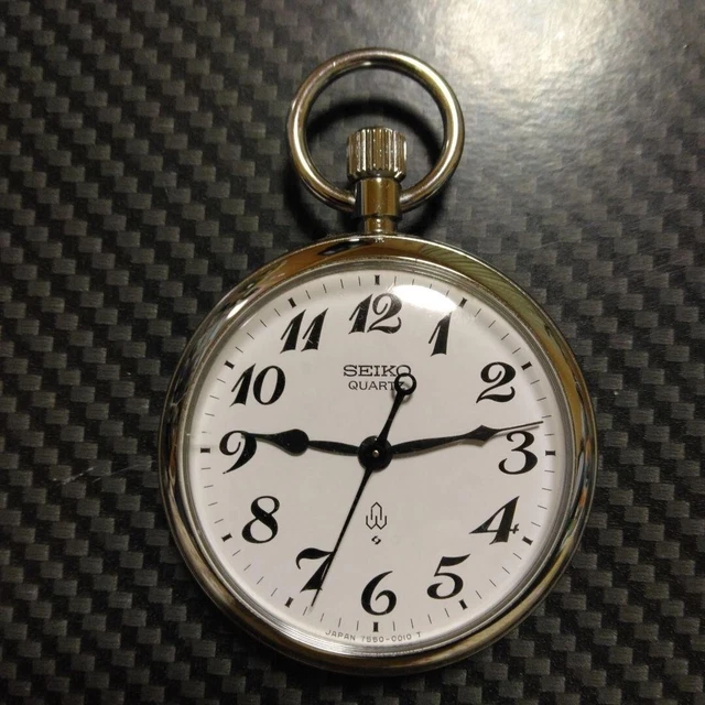 SEIKO VINTAGE POCKET Watch Quartz Open Face Railway Japan Battery Dead
