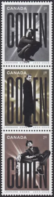 L. COHEN = Vertical strip of 3 different VALUE from MiniSheet Canada 2019 MNH