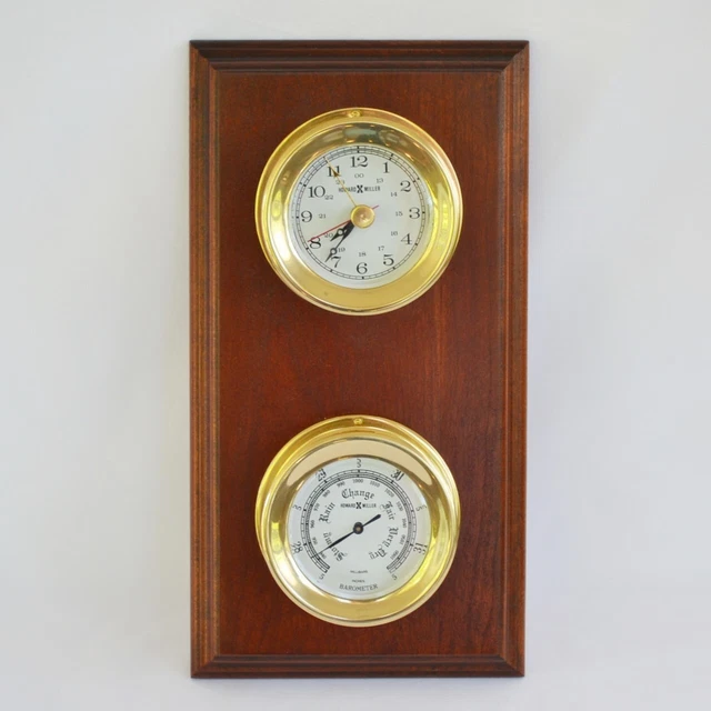 HOWARD MILLER NAUTICAL Wall Clock Barometer Rosewood Mounted 613443