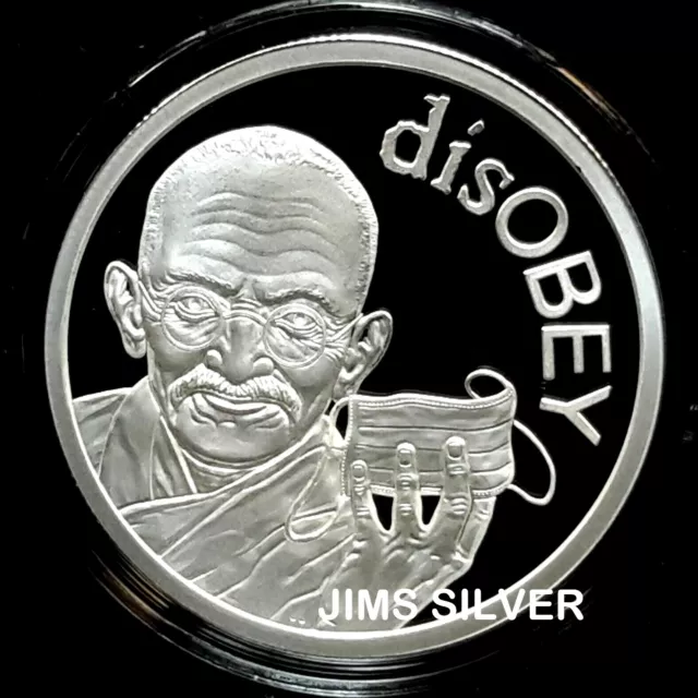 2021 Silver Shield GANDHI V2 1 oz Silver PROOF w/ BOX & LOW COA! disObey Series!