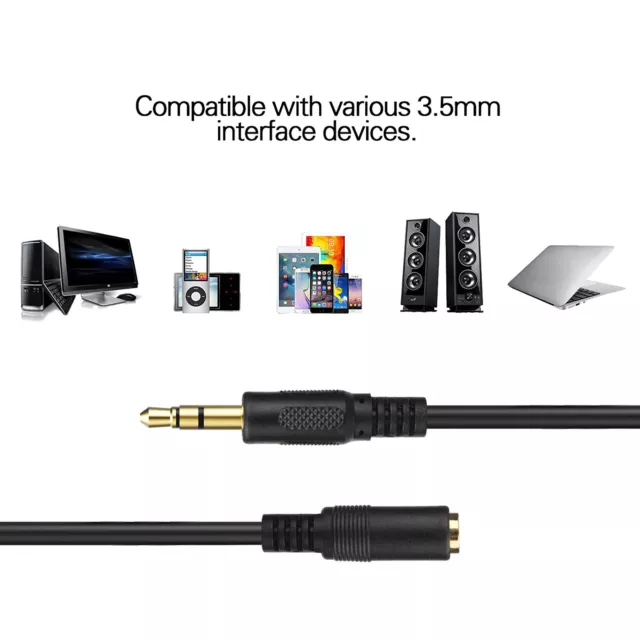 Long 3.5mm Stereo Audio Aux Headphone Extension Cable Cord Male to Female PC Lot