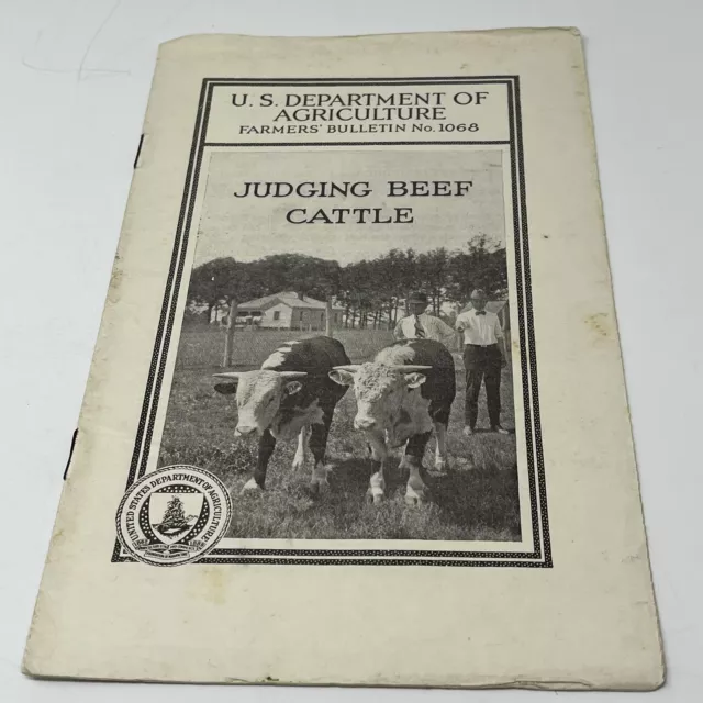 1926 USDA Farmers Bulletin 1068 Judging Beef Cattle Booklet Book