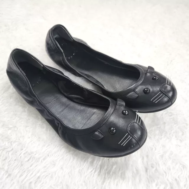 Marc Jacobs Black Leather Mouse Ballerina Flats Women's Size 38.5