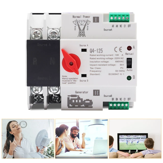 Interruttore Di Trasferimento Automatico ATS 230V 2P 100A: Doppia Alimentazione Con Commutazione Manuale E Automatica - 2