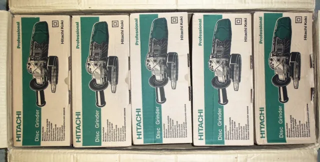 5 each New Hitachi 4" Angle Disc Grinder 10,000RPM 110V w/Wrench and Disc G10SR3
