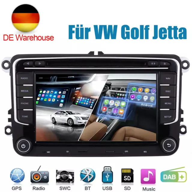 2DIN 7" Autoradio NAVI GPS DVD DAB+ Für VW GOLF PASSAT TIGUAN TOURAN Sharan POLO