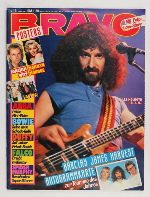German Bravo Magazine Nr.15 1982 Barclay James Harvest AC/DC Poster Bowie Falco