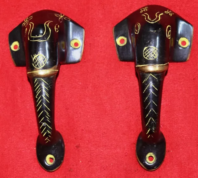 Hindu Ganesha Elephant Head Brass Wardrobe Cabinet Door Pull Small Handle WG01
