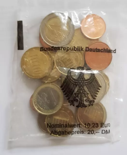 Offizielles Euro Starterkit, BRD, 2002 G Karlsruhe, Nominale 10,23 €/20 DM