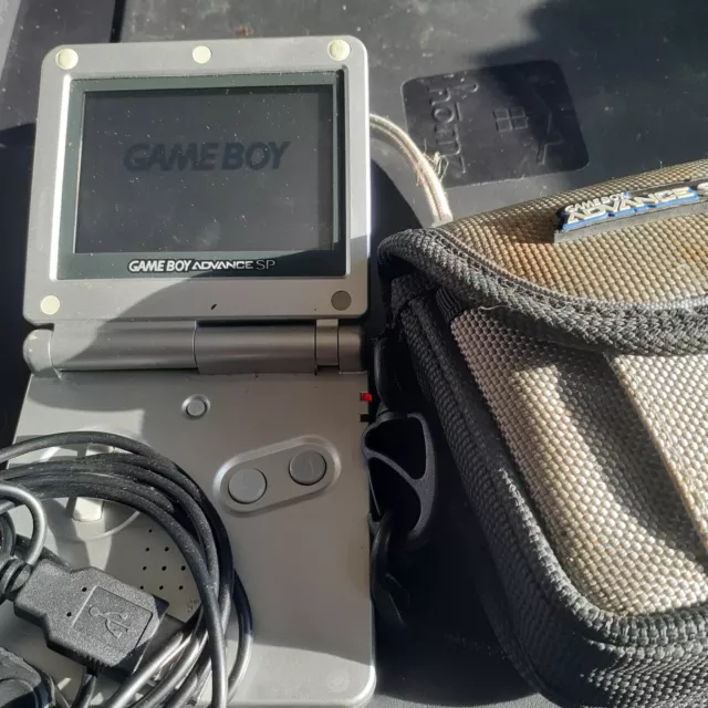 Nintendo Game Boy Advance SP Silver Console AGS-001 w/ GBA Mawaru Made in  Wario