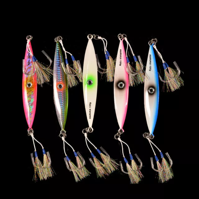 120g Haruka Pre Rigged Slow Pitch Jigging Deep Sea Metal Jigs Glow in Dark