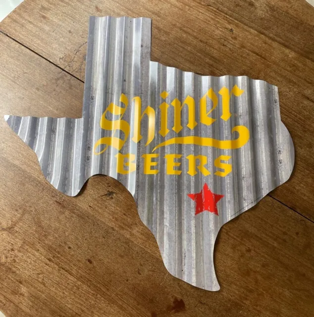 Shiner Beers Sign - New - Corrugated Metal Sign - Texas Shape