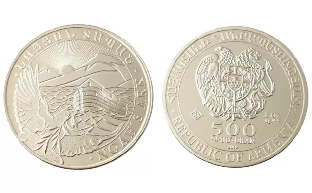 Armenien 500 Dram 1 Unze oz Silber Ag Arche Noah  2019 St BU 0.999