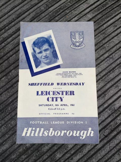 1961 Sheff Sheffield Wednesday Wed V Leicester City Division 1 60/61 Programme