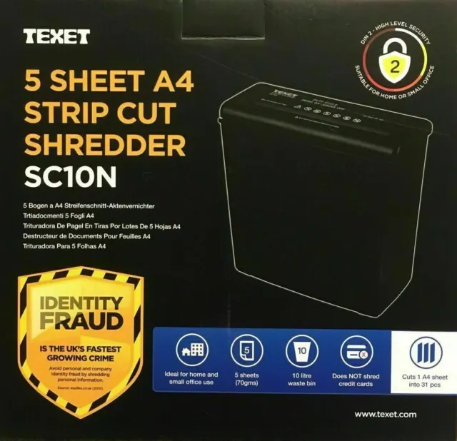 Text Strip Cut Shredder 5 Sheet A4 Electric Paper Credit Card Documents 10L Bin 2