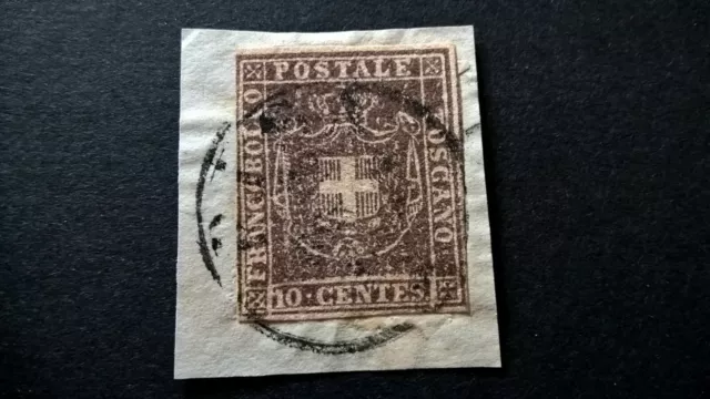 Toscana 1860 10 Cent Governo Provvisorio Frammento Firmato