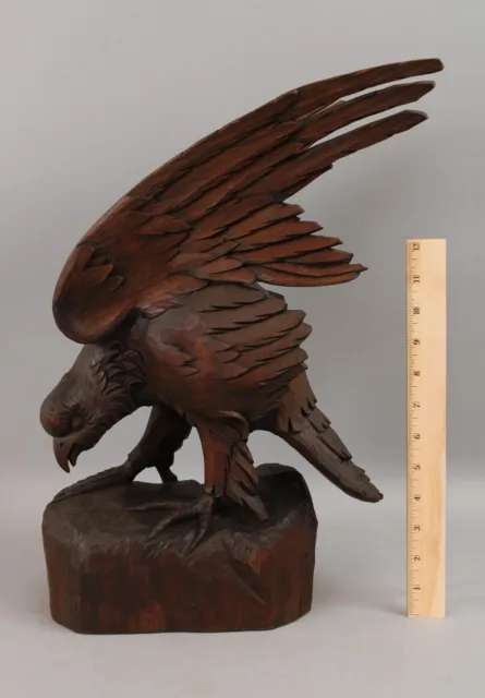 Antique Black Forest Carving, Falcon Bird German Carved Walnut Sculpture, NR