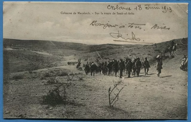 CPA MOROCCO: Marakech Column - On the Road to Souk-el-Arba / 1913