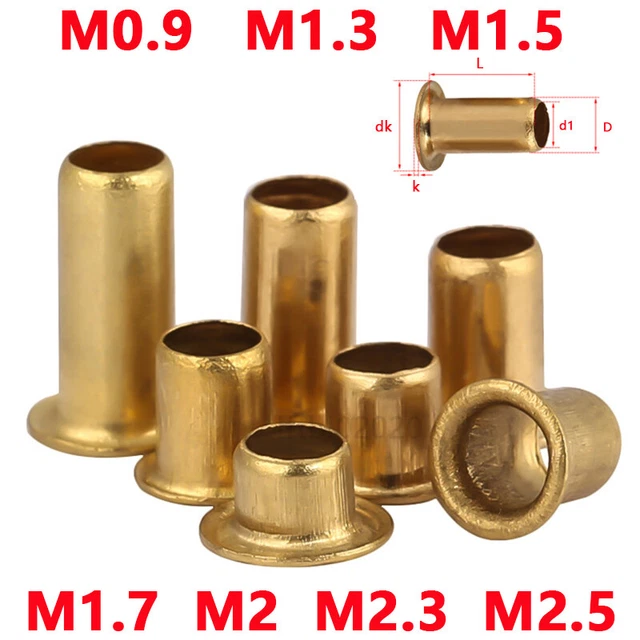 Rivetti cavi rivetti in ottone M0.9 M1.3 M1.5 M1.7 M2 M2.3 M2.5 rivetto cavo DIN 7338