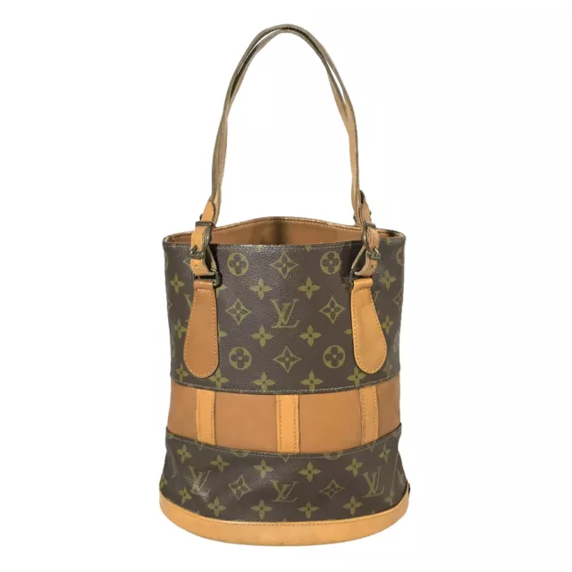 Louis Vuitton Bag Handbag Leather Monogram Bucket PM T42238 Authentic