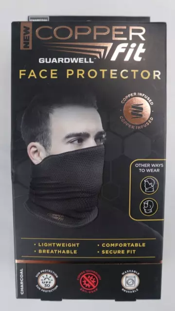 Copper Fit Guardwell Face Protector Mask Gaiter Adult Charcoal/Black Drawstring