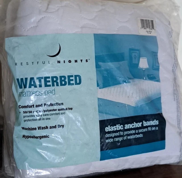 New Restful Nights Waterbed Mattress Pad Quilted Californi King Size Anchor Band New Restful Nights Waterbed Mattress Pad Quilted Californi King Size Anchor Band