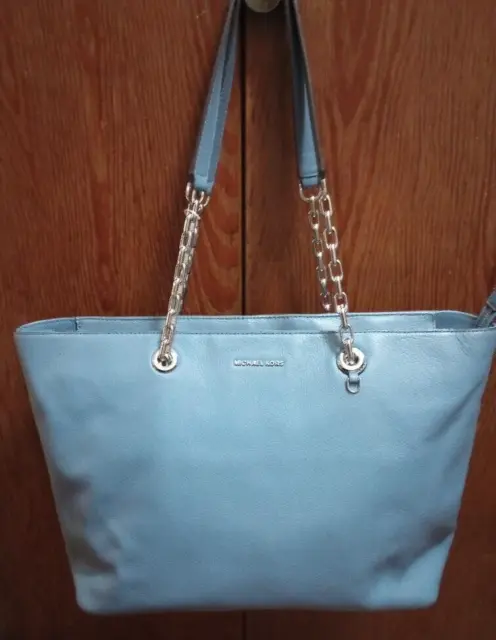 Michael Kors LG Shoulder Handbag-Tote-Jet Set Chain- Blue Pebbled Leather Lovely