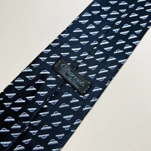Charvet Place Vendome Dark Blue Silk Tie w Light Blue Repp Silk Accents 58.5x3.7