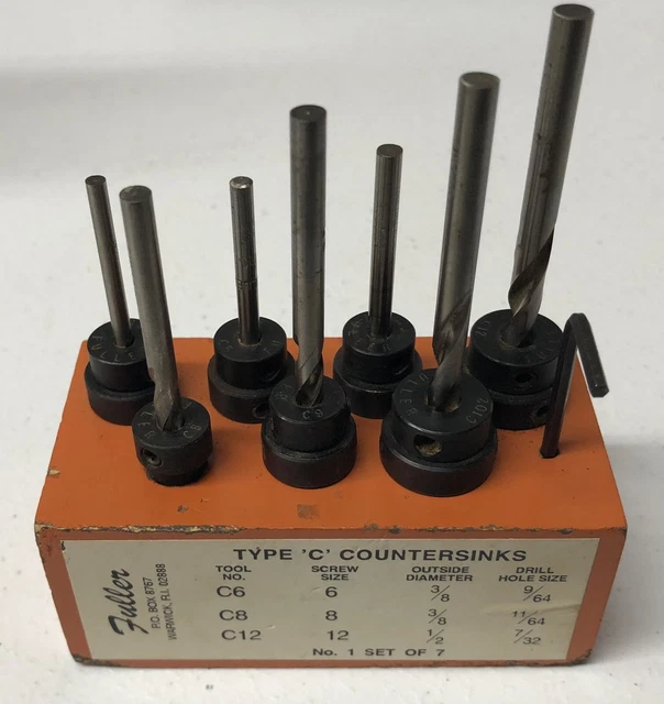 Fuller Type C Countersinks Set Of 7  w/ Allen Wrench And Orange Stand