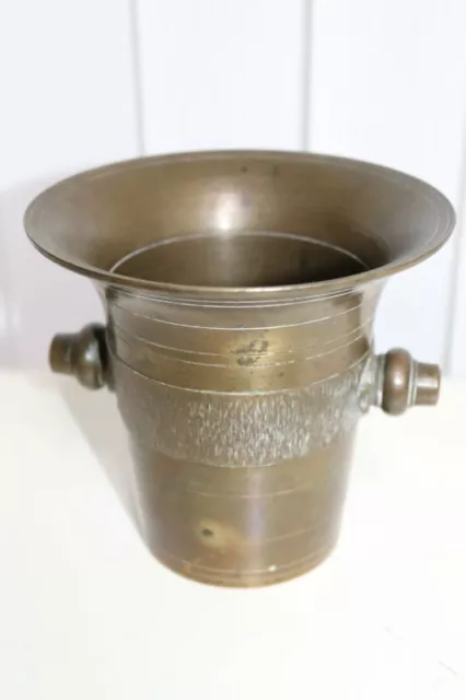 Antiker Bronze Mörser mit Pistill , Höhe 12,5cm , Durchm.13,5cm , 1,8 Kilo /'90 2