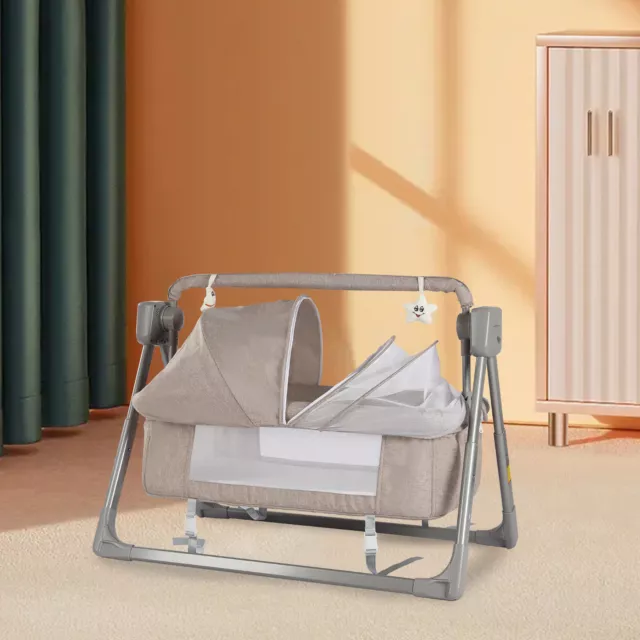 Electric Baby Crib Cradle Auto-Swing Infant Basket Sleeping Bed & Remote Control