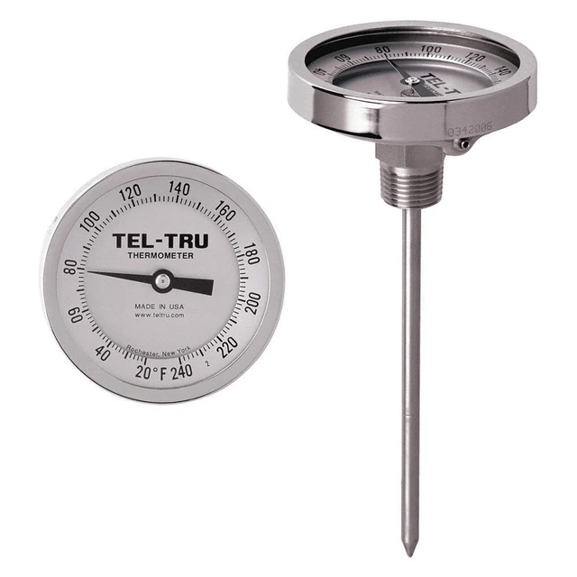 TEL-TRU GT300R-1267 Analog Dial Thermometer,Stem 12" L