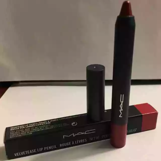 NIB MAC Velvetease Lip Color Pencil "Ready To Go" Warm Red Matte Finish