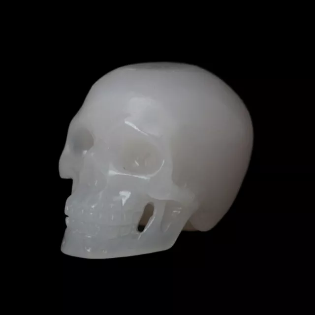 2" WHITE JADE Hand Carved Crystal Skull Crystal Healing Realistic