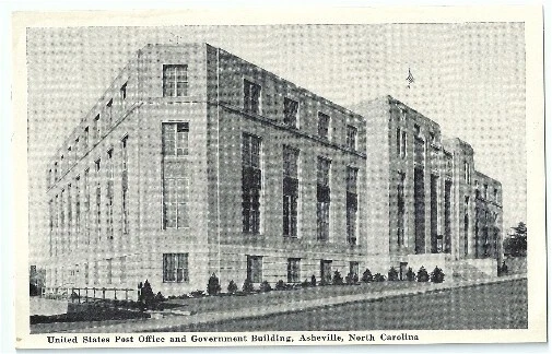 Asheville NC US Post Office Government Building Vintage Postcard North Carolina