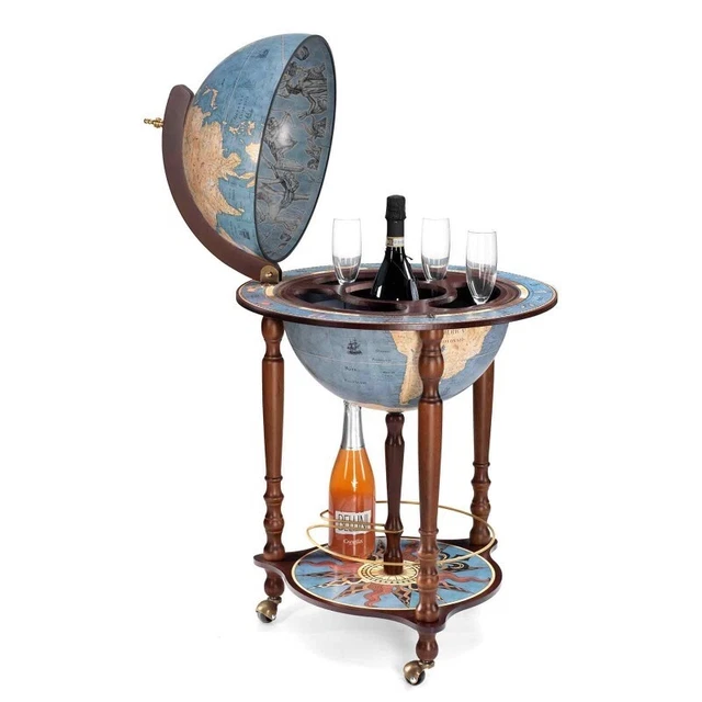 Map Globe Opens into Drink Bar Storage World Explorer. Made in Italy