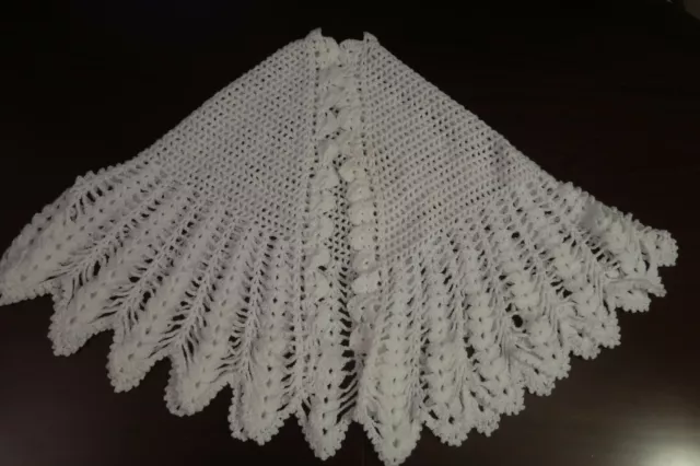 Handmade Knitted Shawl Scarf (White) 2