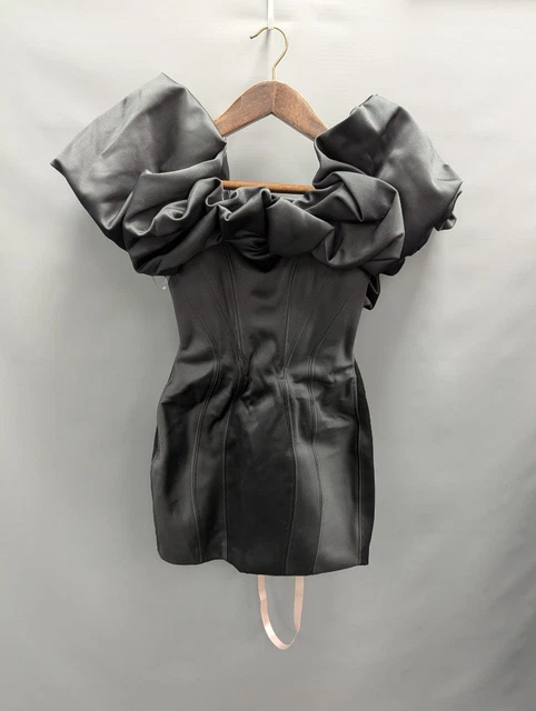 WOMEN'S HOUSE OF CB Black Satin Look Ruffle Selena Mini Dress Size S NEW -  D17 26.00 - PicClick UK