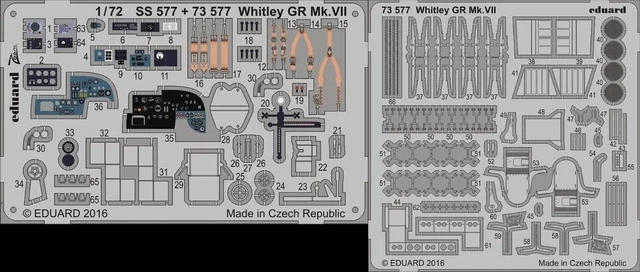 1/72 Painted Photo-Etched Parts 73577 Armstrong-Whitworth Whitley Mk.Vii For Air