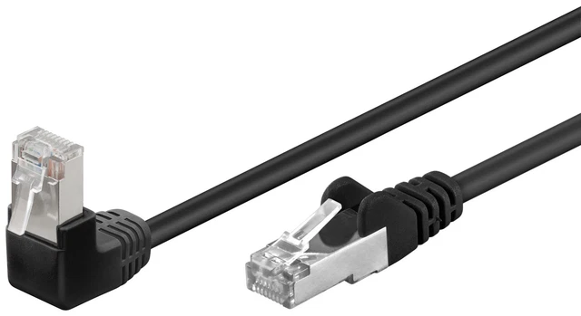 CAT 5e Cavo di rete, 90° angolato, F/UTP; CAT 5-0500 F/UTP (1x90°) black 5m