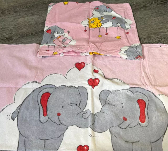 Bettwäsche Babybettwäsche Elefanten Set Baumwolle 40x40/75x100 Mädchen rosa