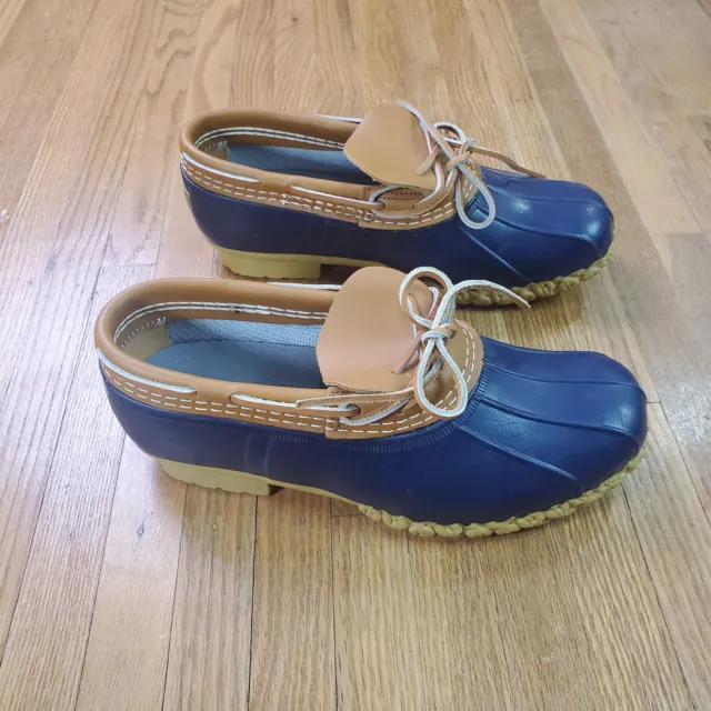 LL Bean Duck Boots Mens Sz 9 W Wide Blue Rubber Gum Boat Shoe Low Top
