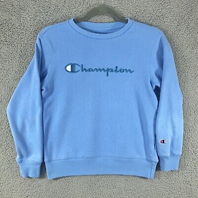 Champion youth Sweatshirt medium Classic Logo Blue Girls boys fleece pullover