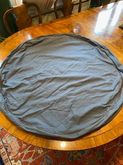 New ORVIS Large 39"  Round Platform Dog Bed Cover only Lounger Blue leather welt