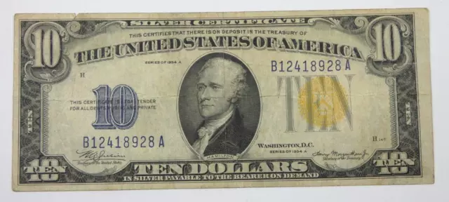 BARGAIN Series of 1934-A $10 North Africa Silver Cert Note VERY FINE Fr#2309