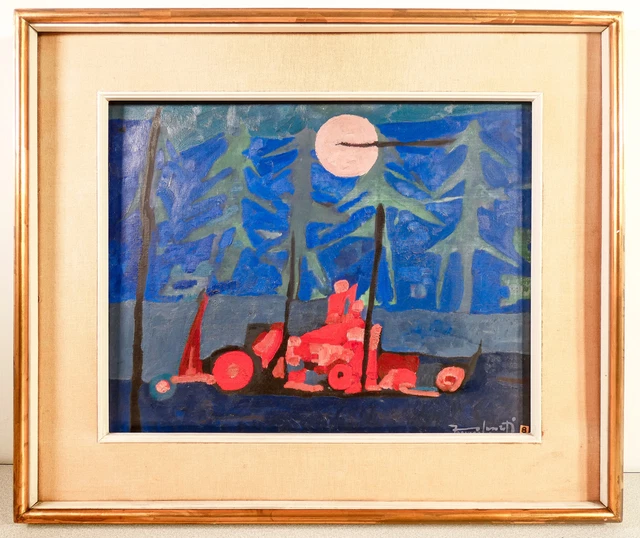 ⚜️ Imagen Firmado Francesco Casorati Pavarolo Pinewood 1959 Pintado Aceite Lona