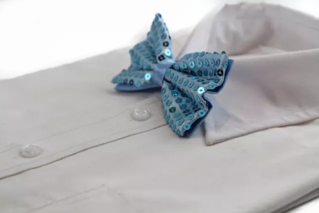 MENS LIGHT BLUE Sequin Patterned Bow Tie $7.11 - PicClick