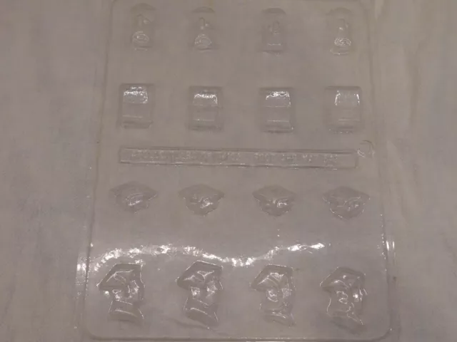 Graduation Plastic Chocolate Candy Mold Books Diploma His & Her Graduates Cap