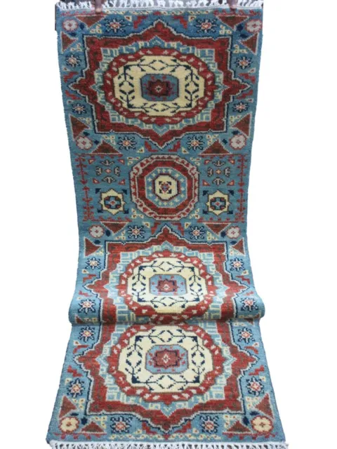 Karachi Hand-Knotted Wool Carpet: Traditional Runner Serapi Rug 7.11 X 2.5 Feet