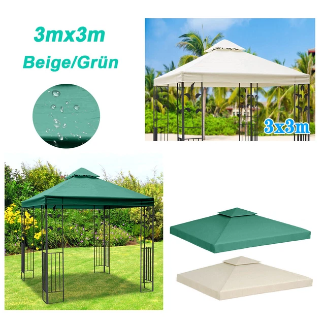 Ersatzdach Pavillon 3x3m Wasserdicht Gartenpavillon Doppeldach Dach Gartenzelt